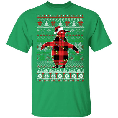Red Plaid Buffalo Penguin Pajamas Family Christmas Sweater-T-Shirt & Sweatshirt-Classic T-Shirt-Irish Green