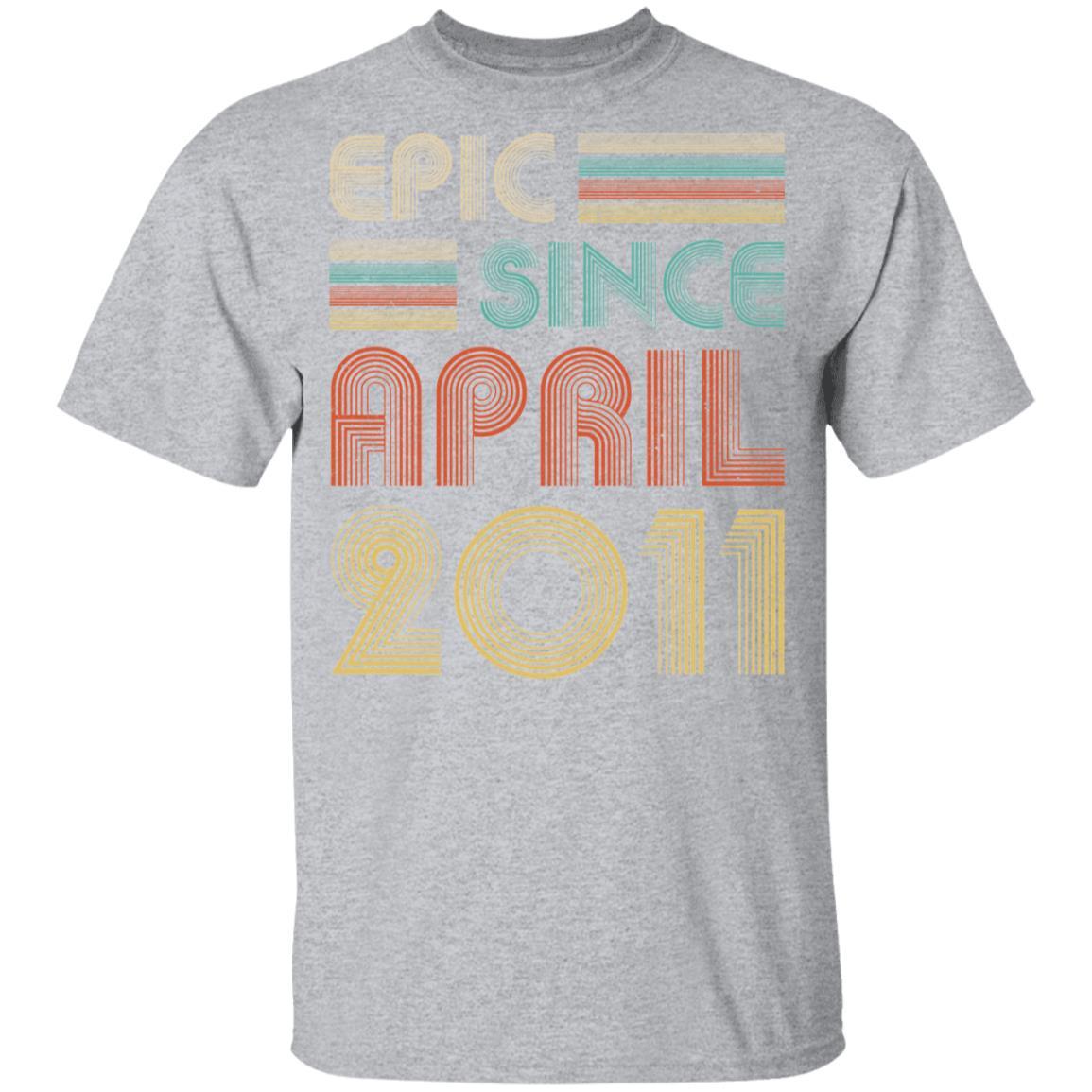 Epic Since April 2011 Vintage 10th Birthday Gifts Youth-Youth Shirt-Youth T-Shirt-Sport Grey