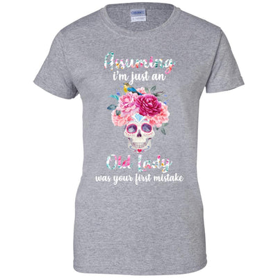Assuming I'm Just An Old Lady Was Your First Mistake Skull-T-Shirt & Hoodie-Women's T-Shirt-Sport Grey