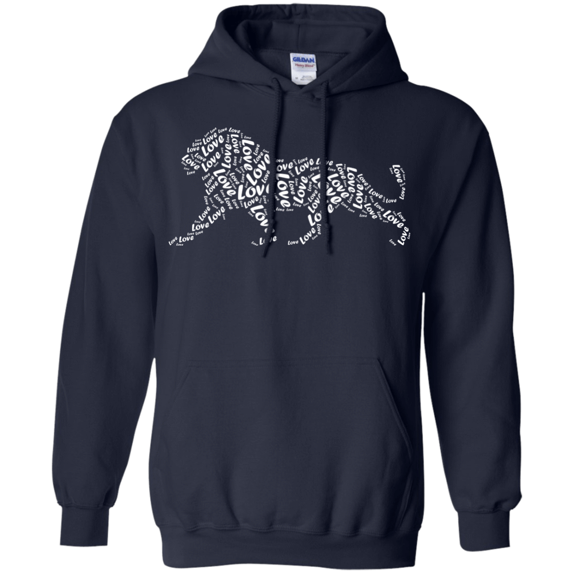 I Love Lion T-Shirt Word Graphic Tee-T-Shirt & Hoodie-Pullover Hoodie-Navy