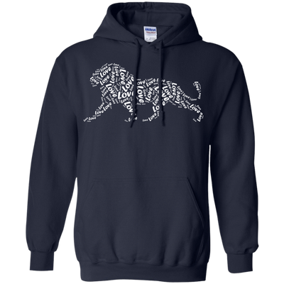 I Love Lion T-Shirt Word Graphic Tee-T-Shirt & Hoodie-Pullover Hoodie-Navy