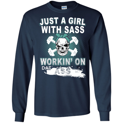 JUST A GIRL WITH SASS-T-Shirt & Hoodie-Long Sleeve T-Shirt-Navy