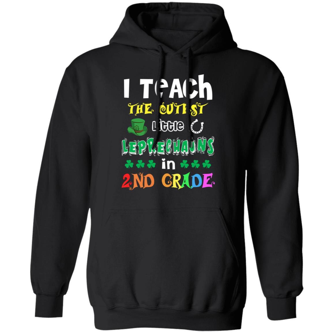 I Teach Cutest Leprechauns 2nd Grade Teacher St Patricks Day-T-Shirt & Hoodie-Pullover Hoodie-Black