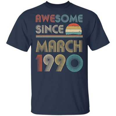 Awesome Since March 1990 Vintage 31th Birthday Gifts-T-Shirt & Hoodie-Classic T-Shirt-Navy