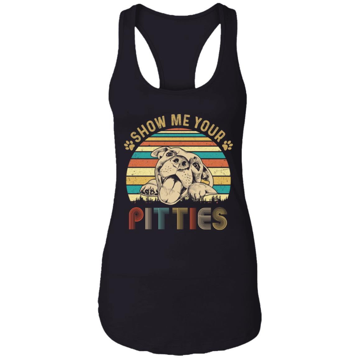 Show Me Your Pitties Retro Vintage Pitbull Lover Gift-T-Shirt & Tank Top-Women's Ideal Racerback Tank-Black