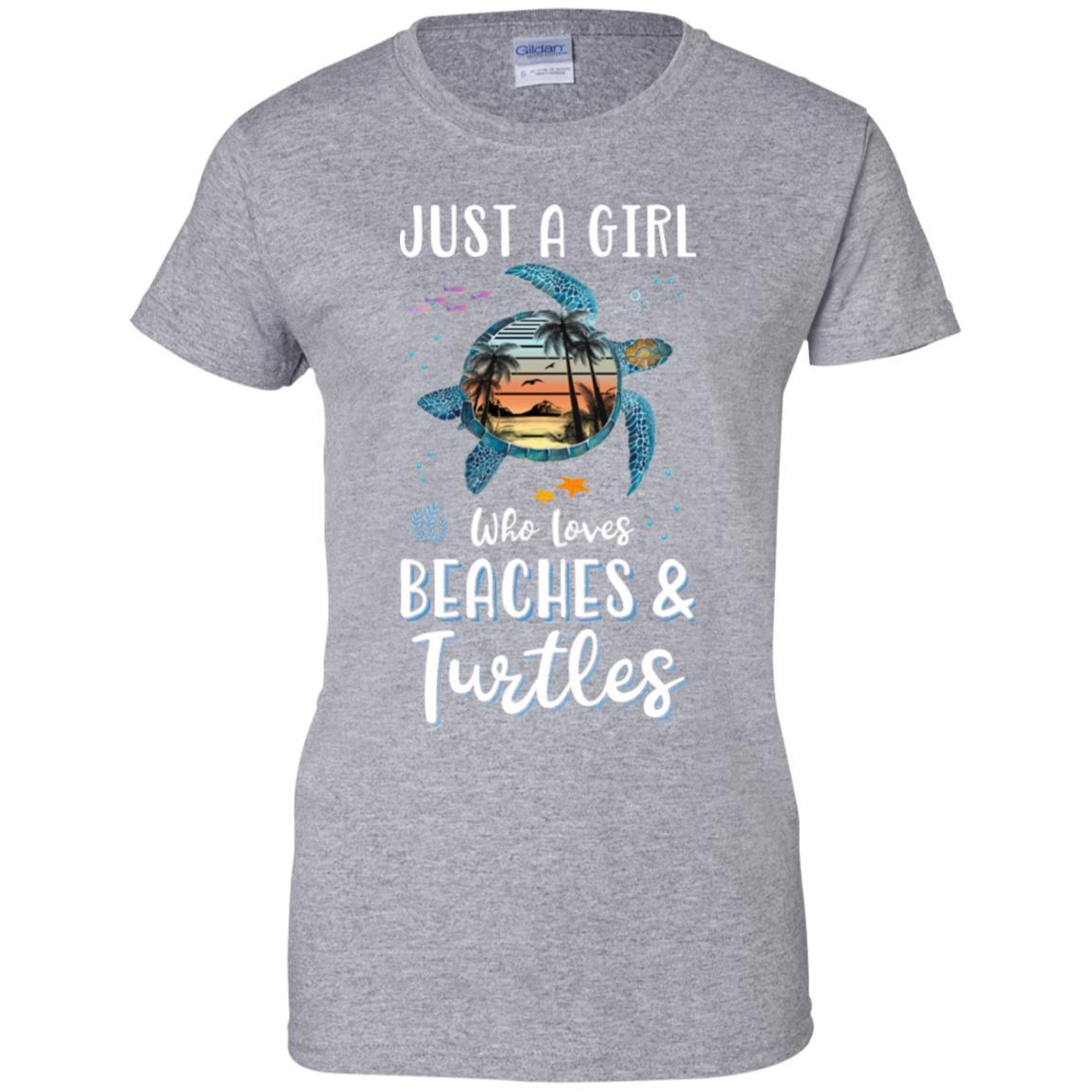 Just A Cute Girl Who Loves Turtles And Beaches-T-Shirt & Tank Top-Women's T-Shirt-Sport Grey