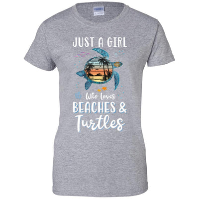 Just A Cute Girl Who Loves Turtles And Beaches-T-Shirt & Tank Top-Women's T-Shirt-Sport Grey