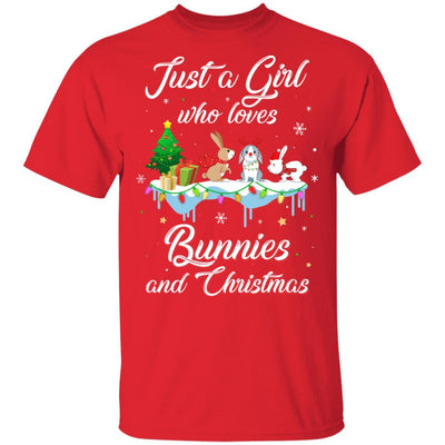 Just A Girl Who Loves Bunnies And Christmas Bunny Lover-T-Shirt & Sweatshirt-Classic T-Shirt-Red