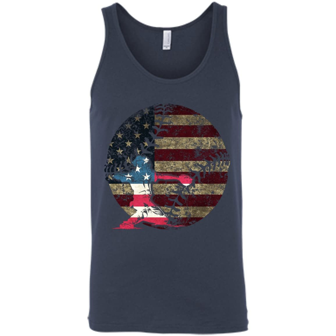 Catcher Baseball America Flag-T-Shirt & Hoodie-Unisex Tank-Navy