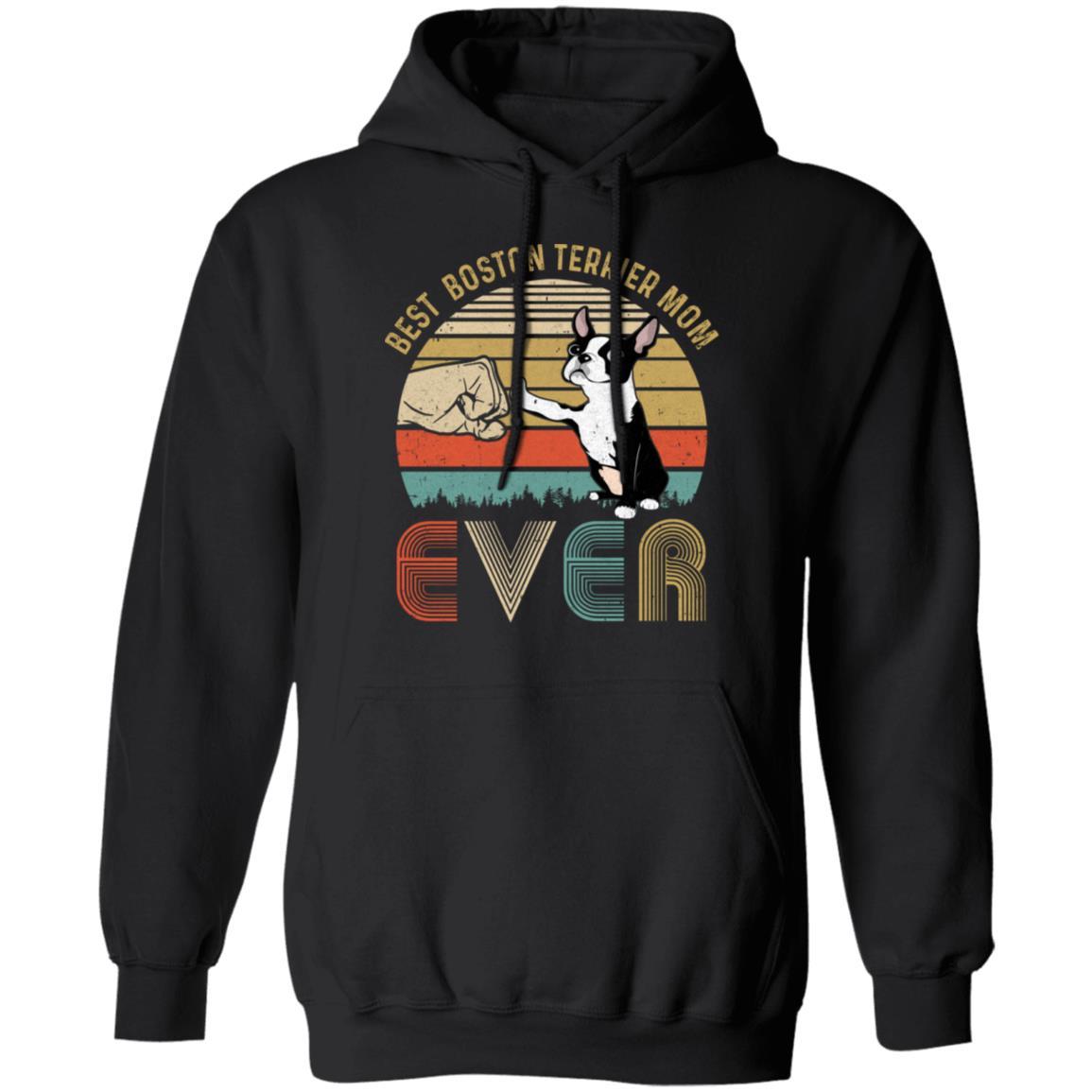 Vintage Best Boston Mom Ever Bump Fit Funny Mom Gifts-T-Shirt & Hoodie-Pullover Hoodie-Black
