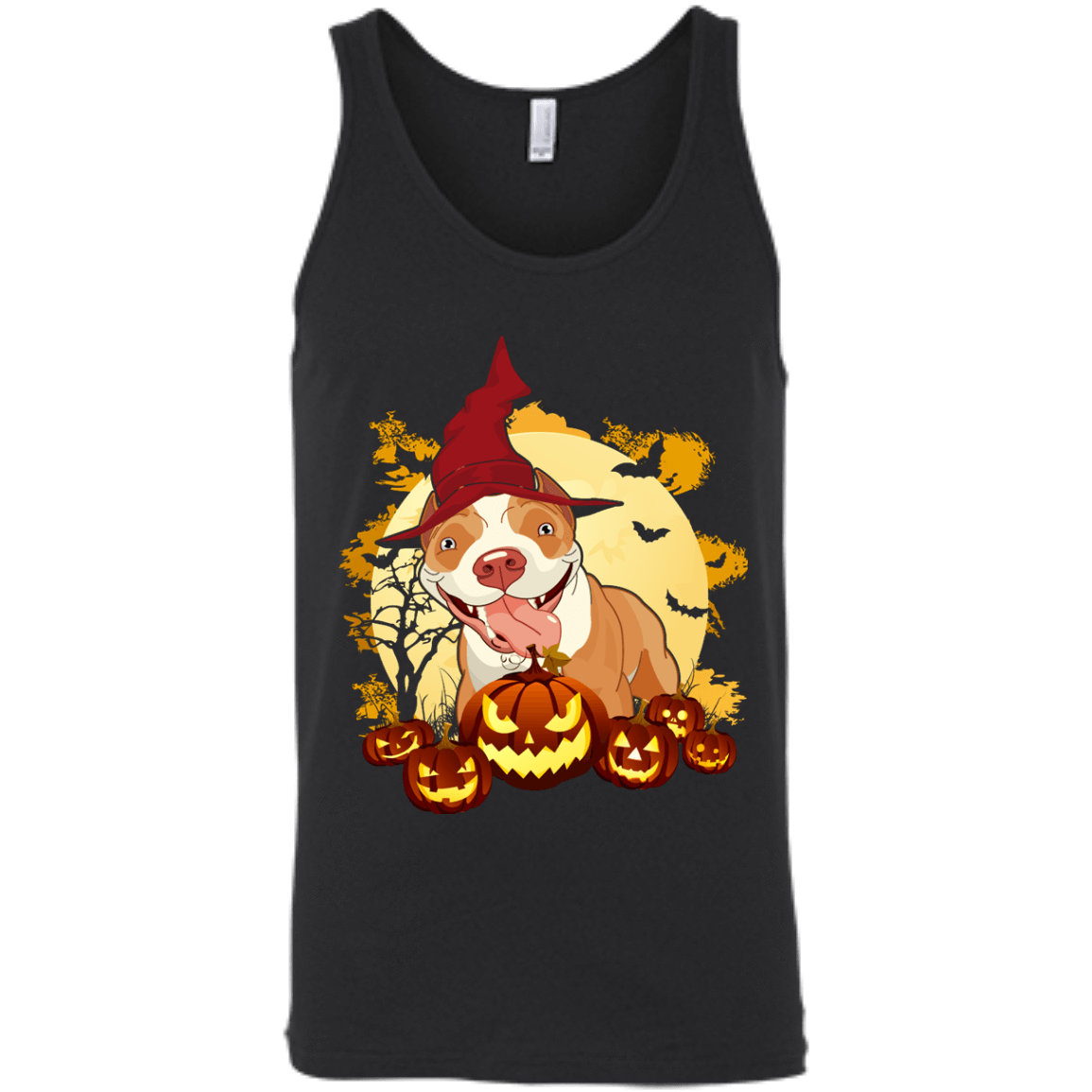 Pitbull Halloween Pumpkin-T-Shirt & Hoodie-Unisex Tank-Black