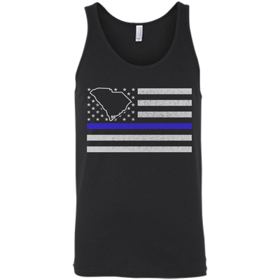 South Carolina Thin Blue Line Police State-T-Shirt & Hoodie-Unisex Tank-Black