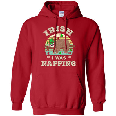 Saint Patrick's Day Irish I Was Napping Sloth For Kids-T-Shirt & Hoodie-Pullover Hoodie-Red