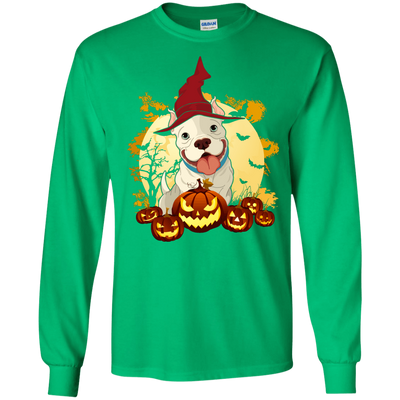 Pitbull Halloween Pumpkin-T-Shirt & Hoodie-Long Sleeve T-Shirt-Irish Green