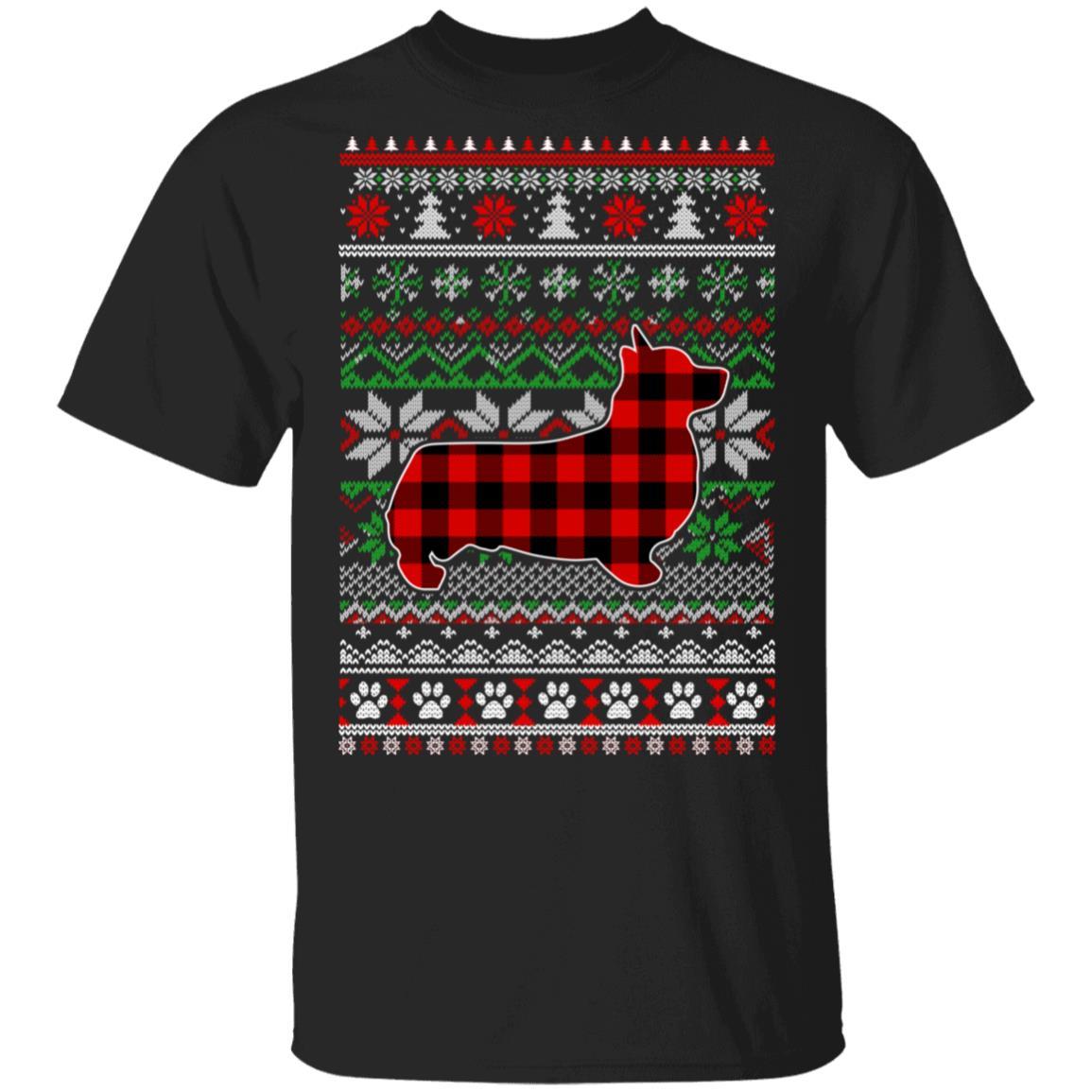 Corgi Red Plaid Ugly Christmas Sweater Gifts