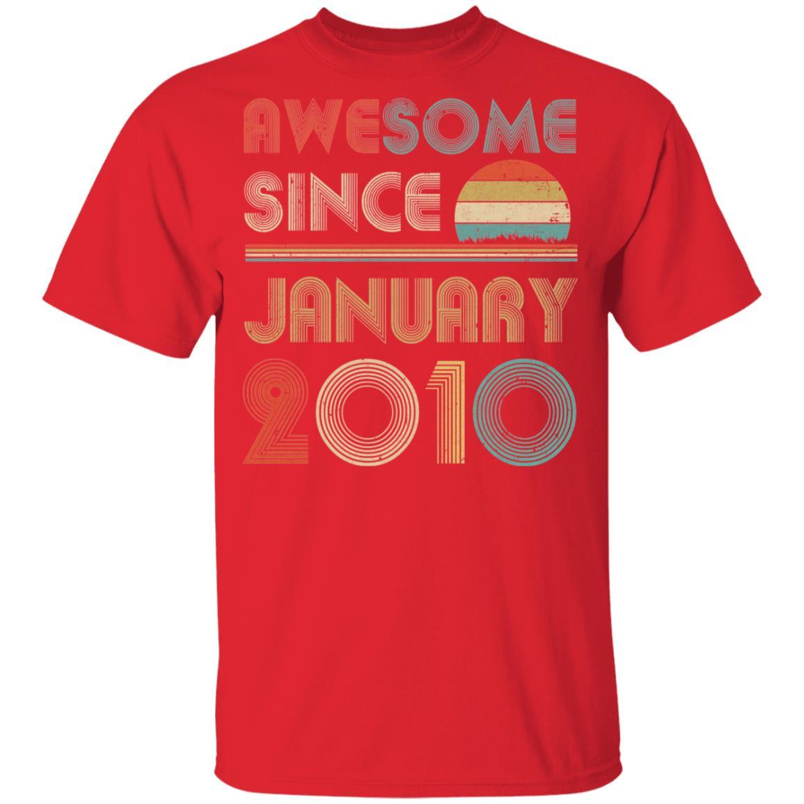 Awesome Since January 2010 Vintage 11th Birthday Gifts Youth-Youth Shirt-Youth T-Shirt-Red