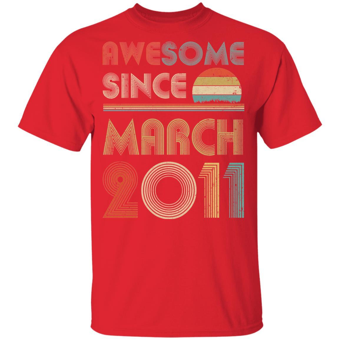 Awesome Since March 2011 Vintage 10th Birthday Gifts Youth-Youth Shirt-Youth T-Shirt-Red