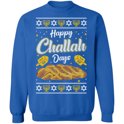 Happy Challah Days Sweatshirt Hanukkah Gift Chanukah Gifts-T-Shirt & Sweatshirt-Crewneck Sweatshirt-Royal
