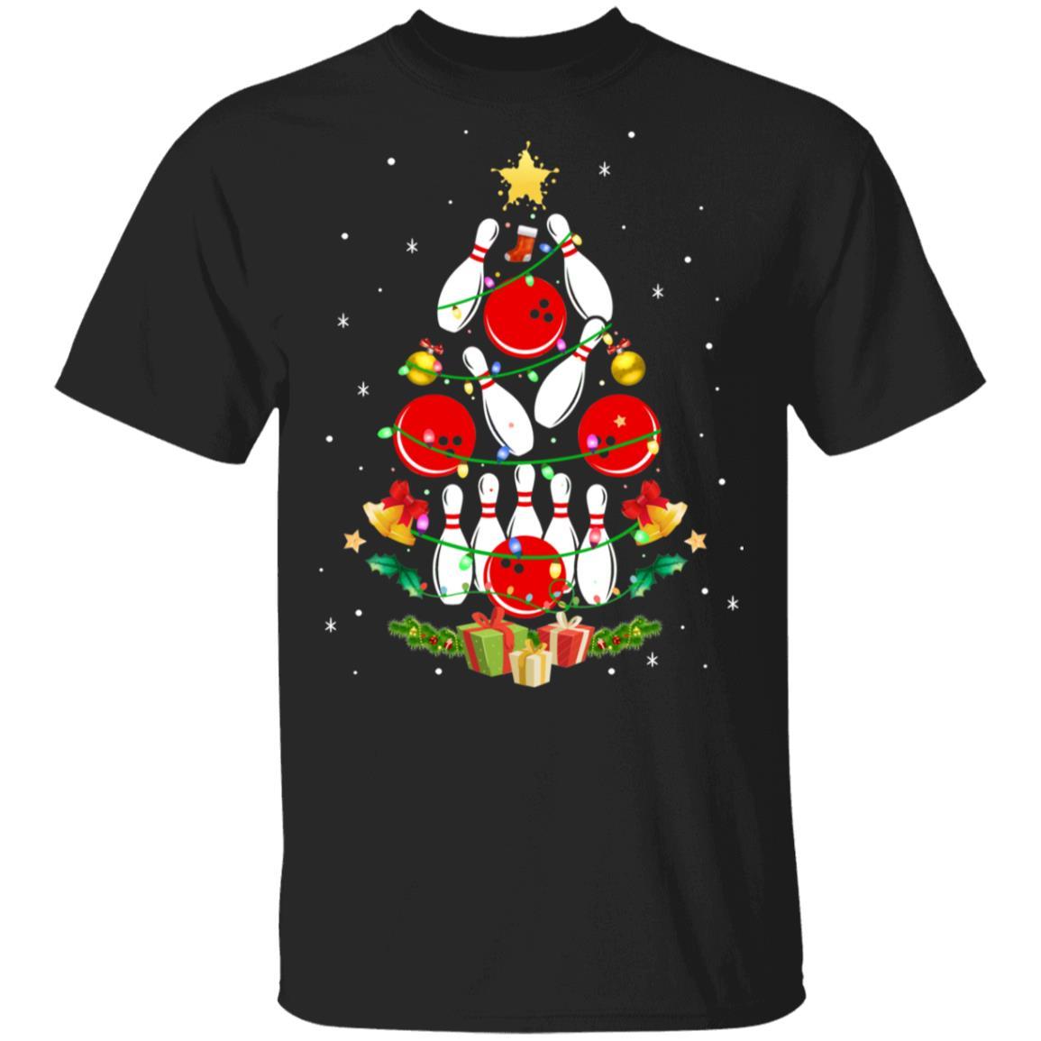 Funny Bowling Christmas Tree Light Xmas Gift-T-Shirt & Sweatshirt-Classic T-Shirt-Black