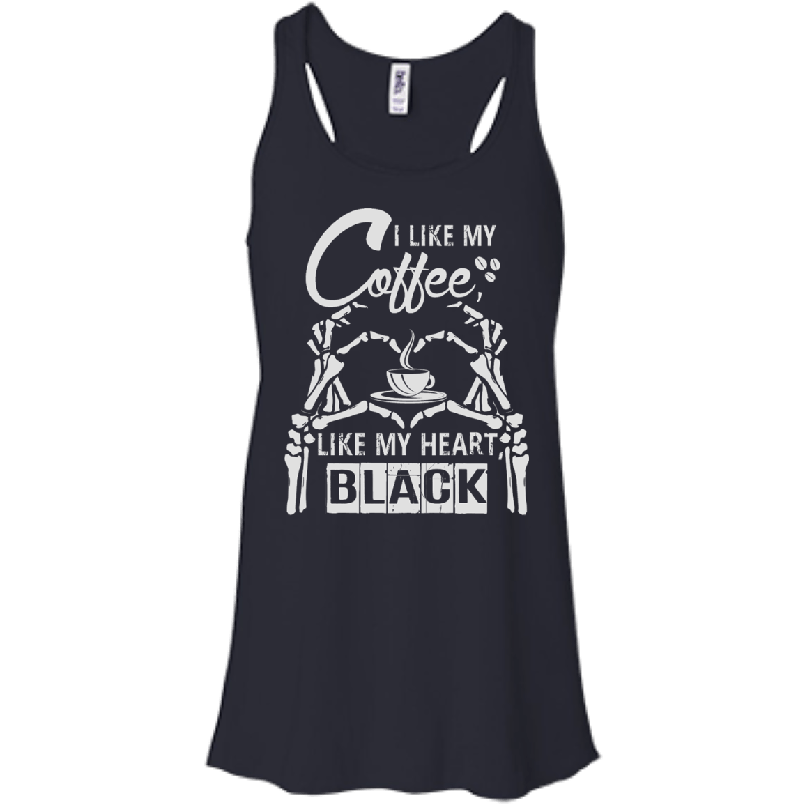 I Like My Coffee Like My Heart Black-T-Shirt & Hoodie-Women's Flowy Racerback Tank-Midnight