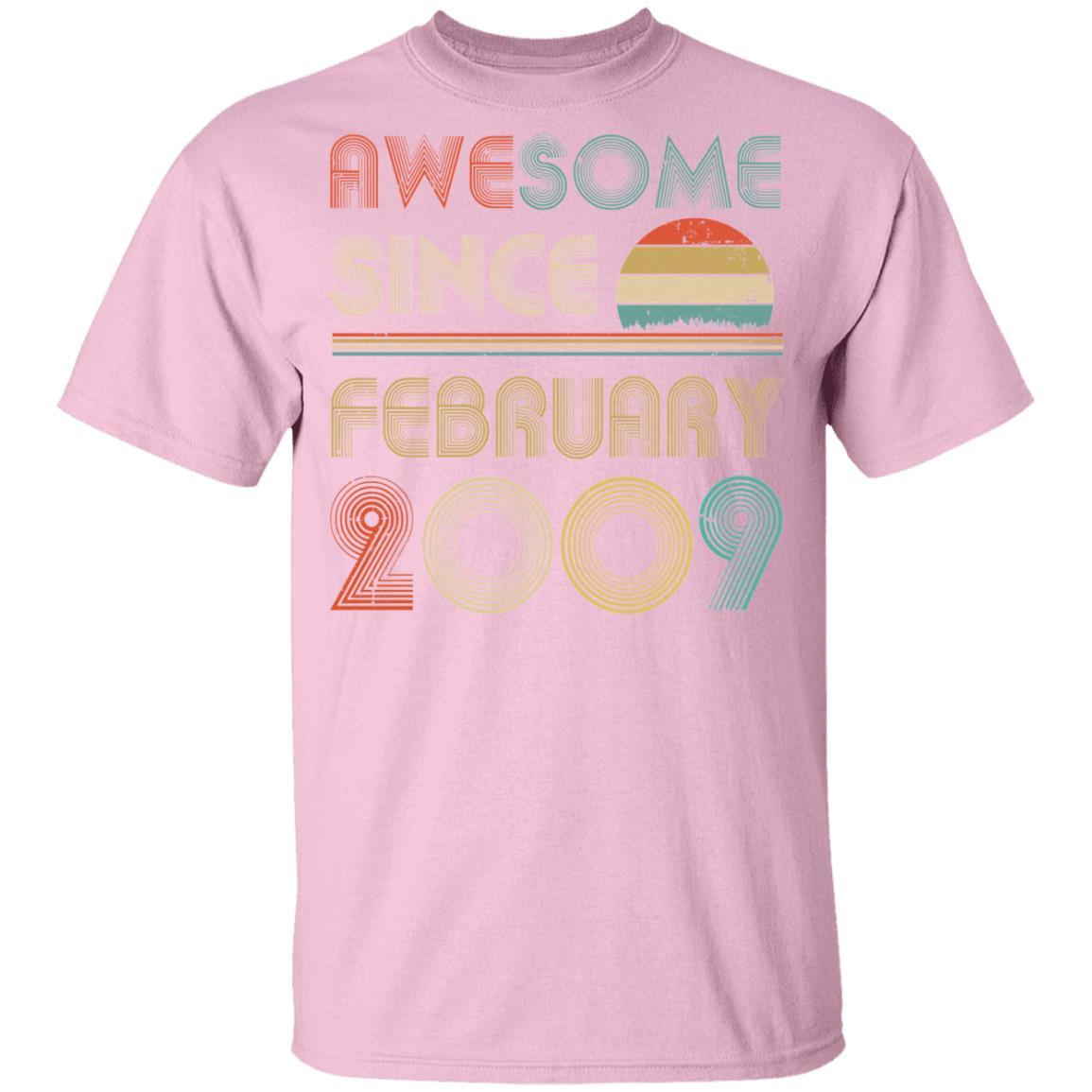 Awesome Since February 2009 Vintage 12th Birthday Gifts Youth-Youth Shirt-Youth T-Shirt-Light Pink