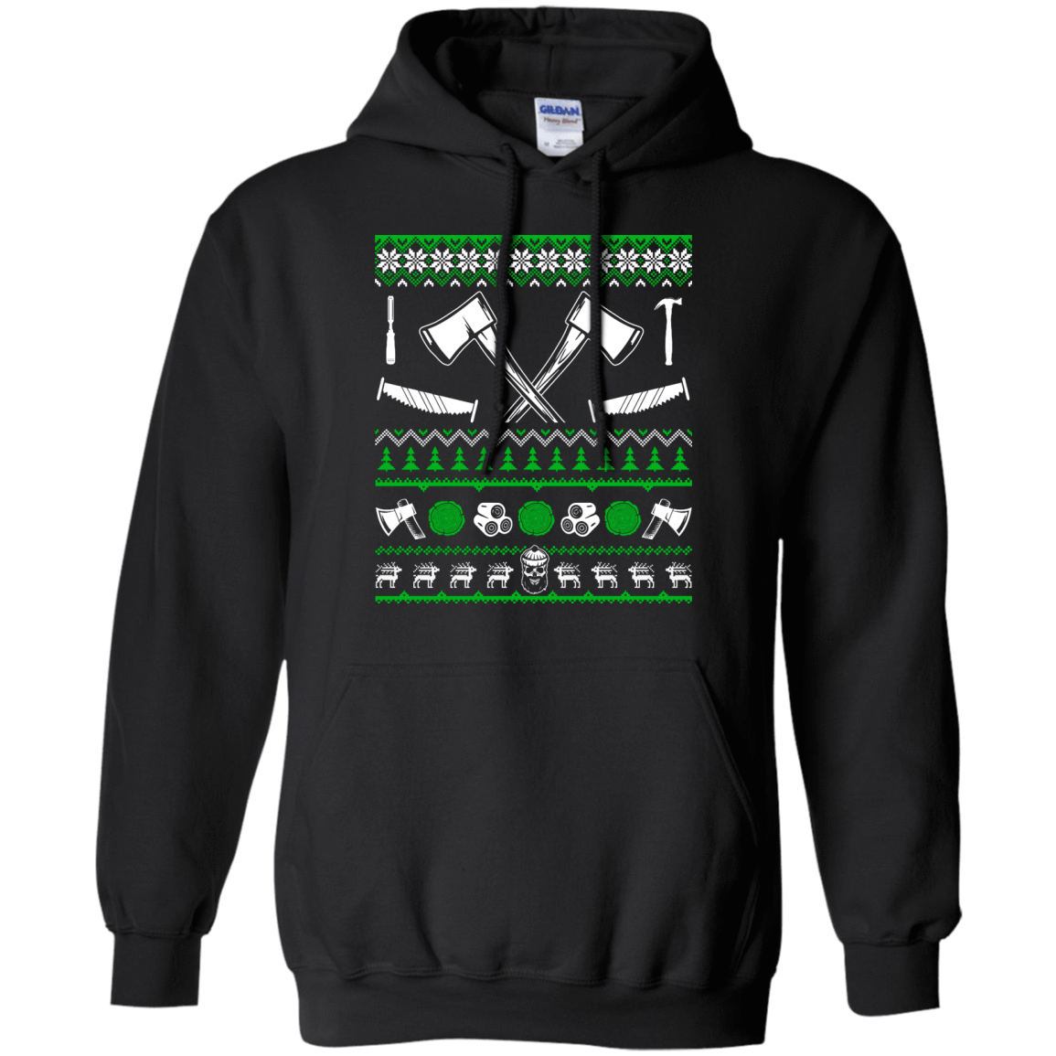 Lumberjack Christmas Sweater-T-Shirt & Hoodie-Pullover Hoodie-Black