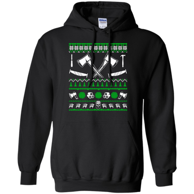 Lumberjack Christmas Sweater-T-Shirt & Hoodie-Pullover Hoodie-Black