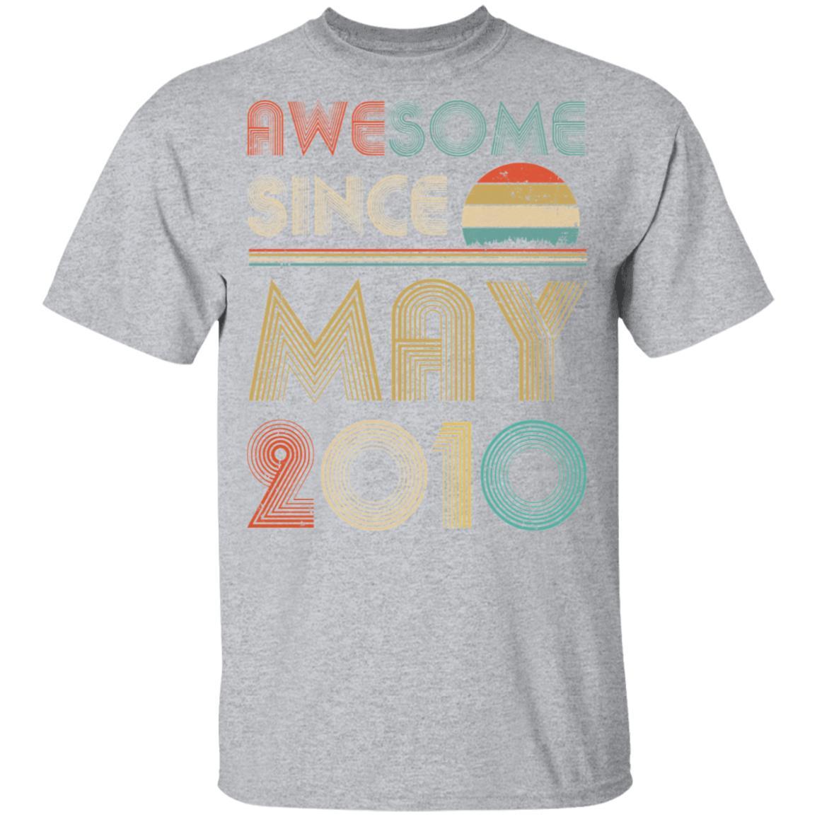Awesome Since May 2010 Vintage 11th Birthday Gifts Youth-Youth Shirt-Youth T-Shirt-Sport Grey