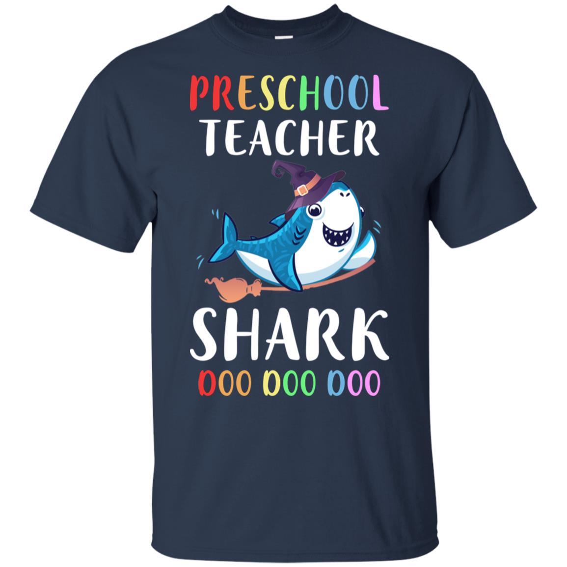 Preschool Teacher Shark Doo Doo Doo Halloween-T-Shirt & Hoodie-Classic T-Shirt-Navy