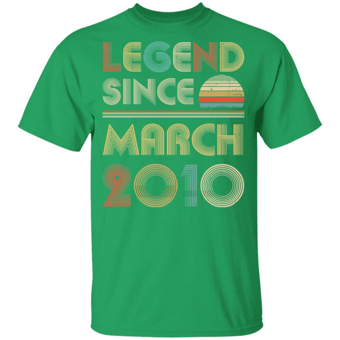 Legend Since March 2010 Vintage 11th Birthday Gifts Youth-Youth Shirt-Youth T-Shirt-Irish Green