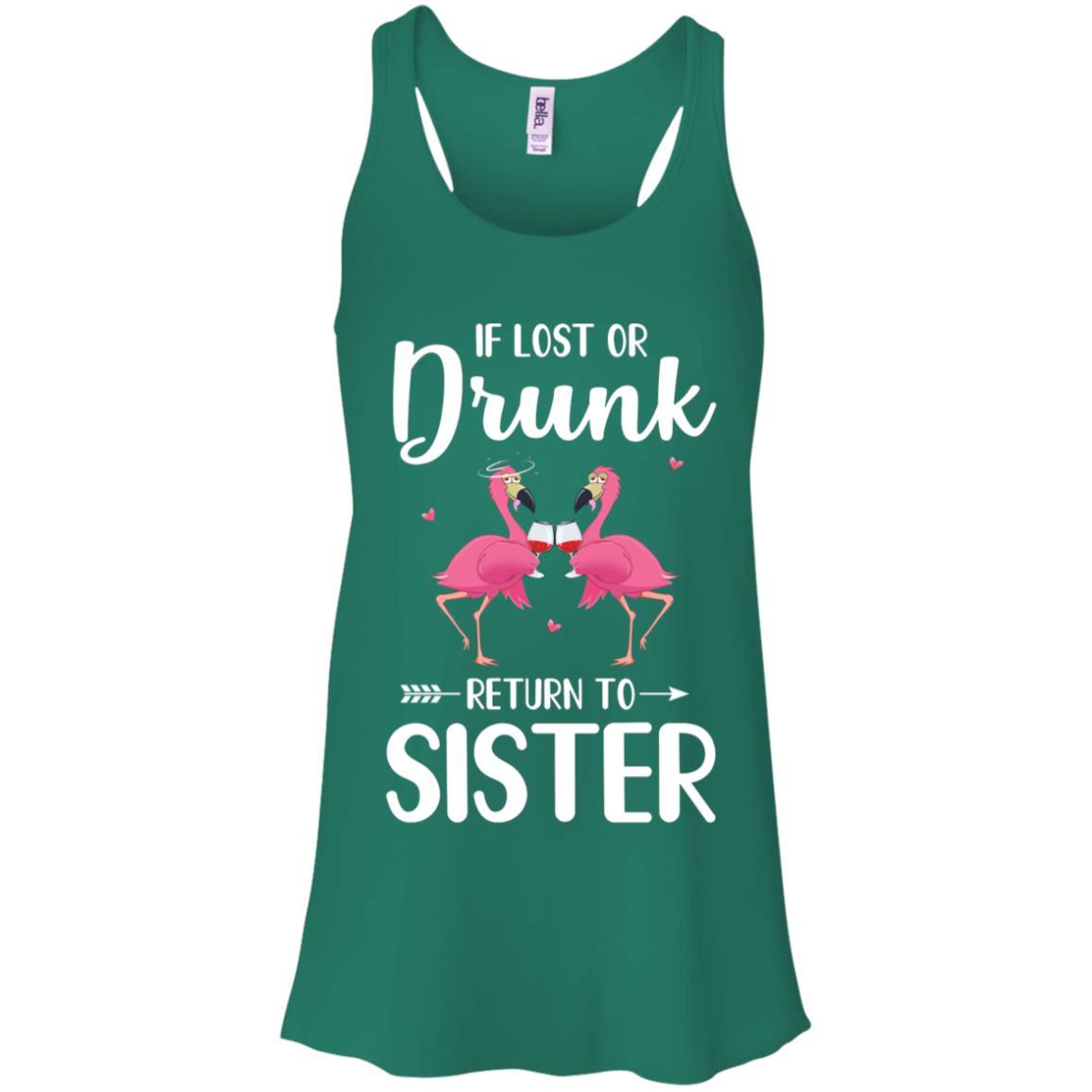 Flamingo If I Lost Or Drunk Please Return To Sister-T-Shirt & Tank Top-Women's Flowy Racerback Tank-Kelly Green