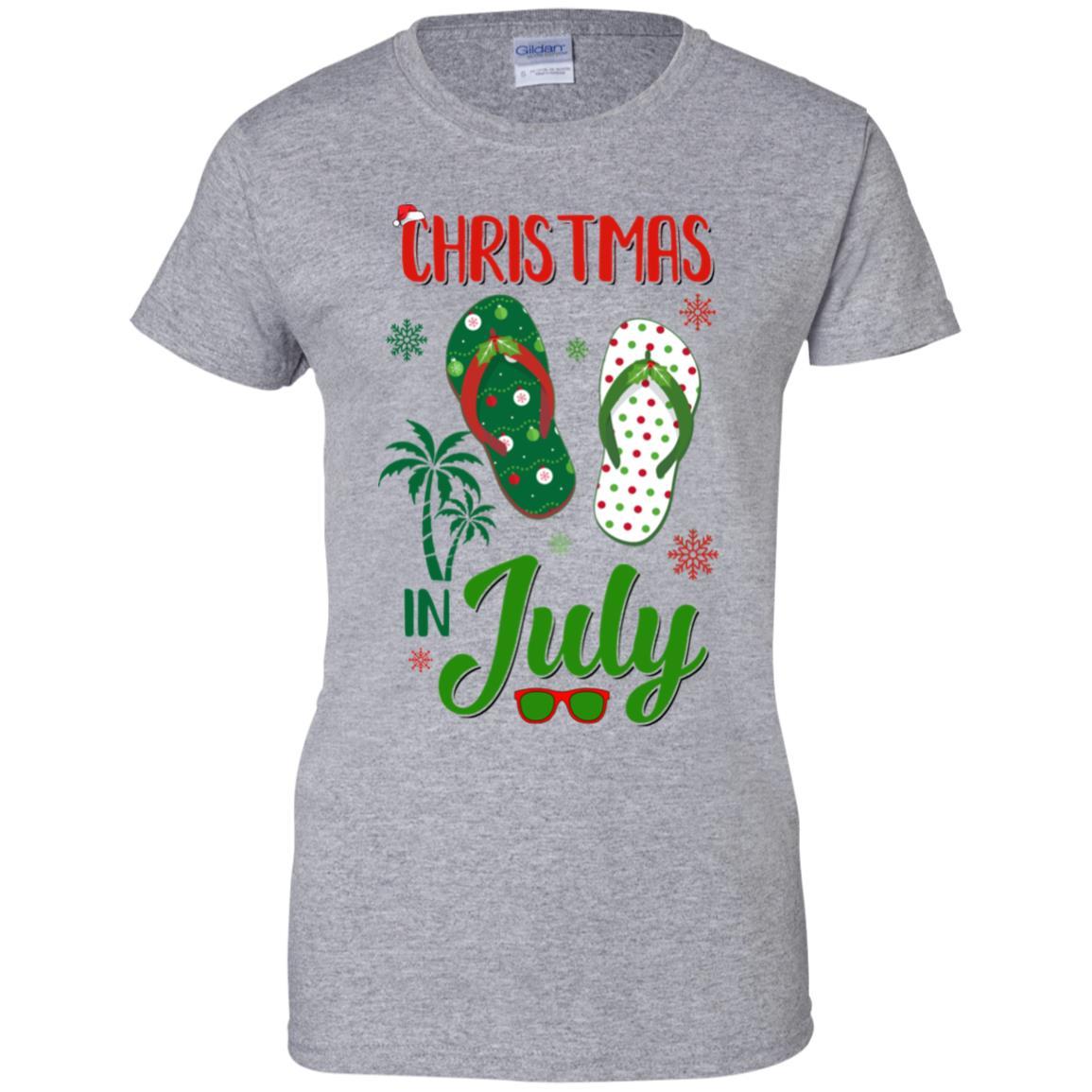 Summer Vacation Santa Flip Flops Christmas In July-T-Shirt & Tank Top-Women's T-Shirt-Sport Grey
