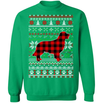 Golden Retriever Red Plaid Ugly Christmas Sweater Gifts-T-Shirt & Sweatshirt-Crewneck Sweatshirt-Irish Green