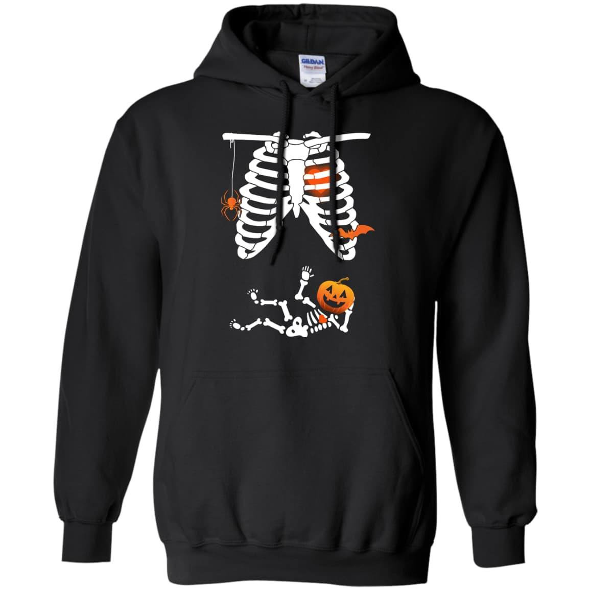 Halloween Baby Skeleton Maternity-T-Shirt & Hoodie-Pullover Hoodie-Black