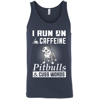 I Run On Caffeine Pitbulls And Cuss Words-T-Shirt & Hoodie-Unisex Tank-Navy