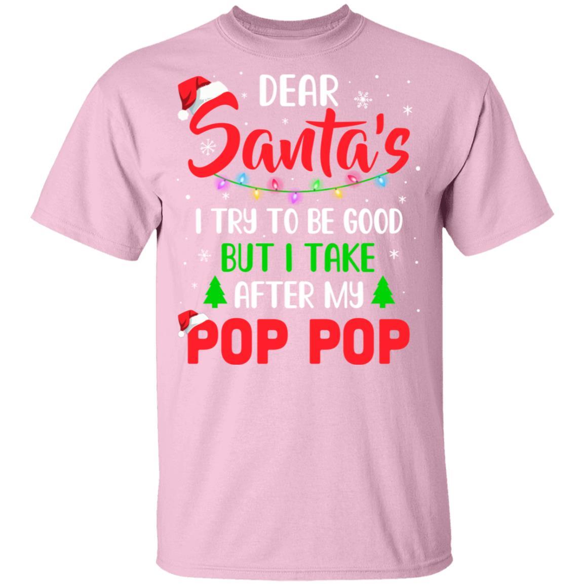 Dear Santa I Tried To Be Good But My Pop Pop Christmas Kids Youth-Youth Shirt-Youth T-Shirt-Light Pink