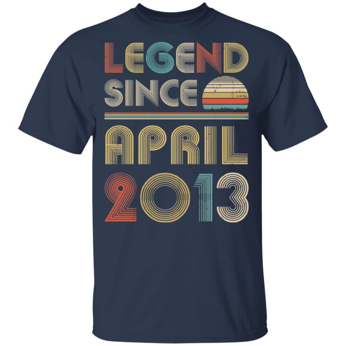 Legend Since April 2013 Vintage 8th Birthday Gifts Youth-Youth Shirt-Youth T-Shirt-Navy