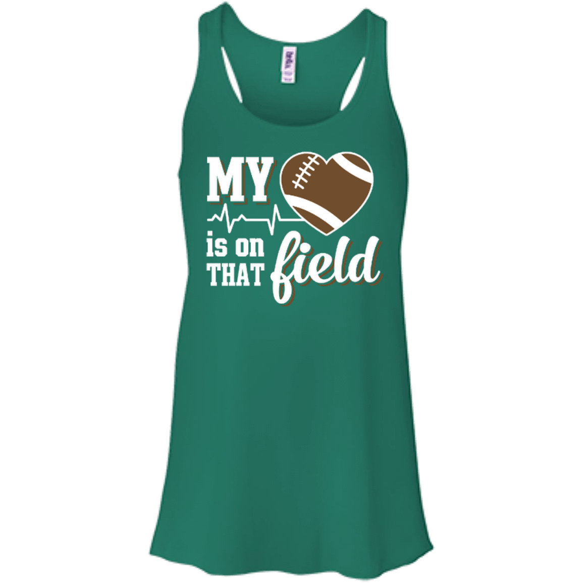 My Heart Is On That Field Football-T-Shirt & Hoodie-Women's Flowy Racerback Tank-Kelly
