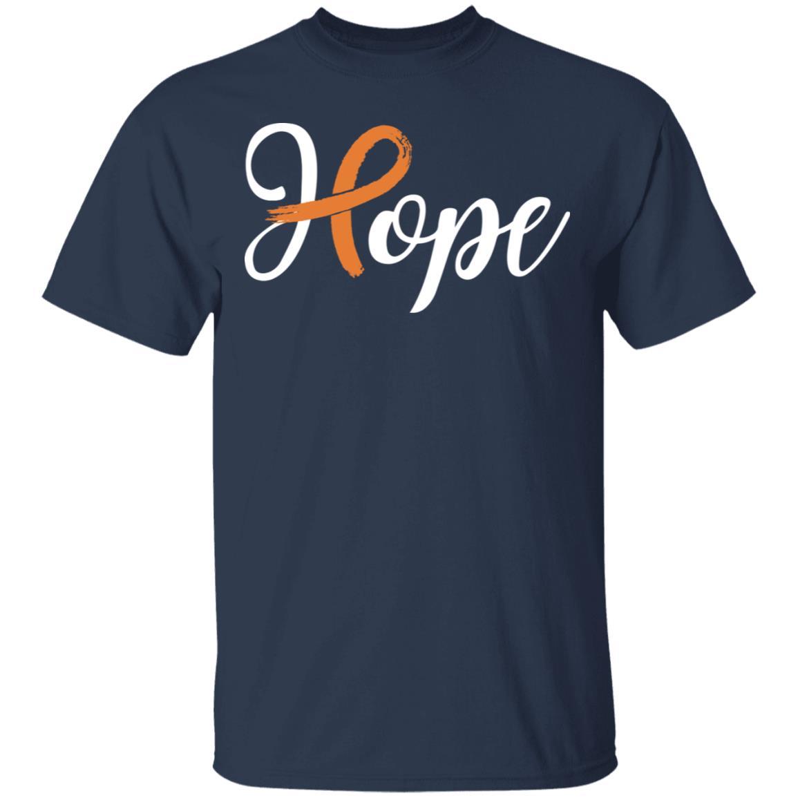 Multiple Sclerosis Leukemia Awareness Orange Ribbon Hope-T-Shirt & Hoodie-Classic T-Shirt-Navy