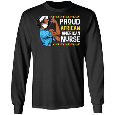 Proud African American Nurse Nursing Black Women Gifts-T-Shirt & Hoodie-Long Sleeve T-Shirt-Black
