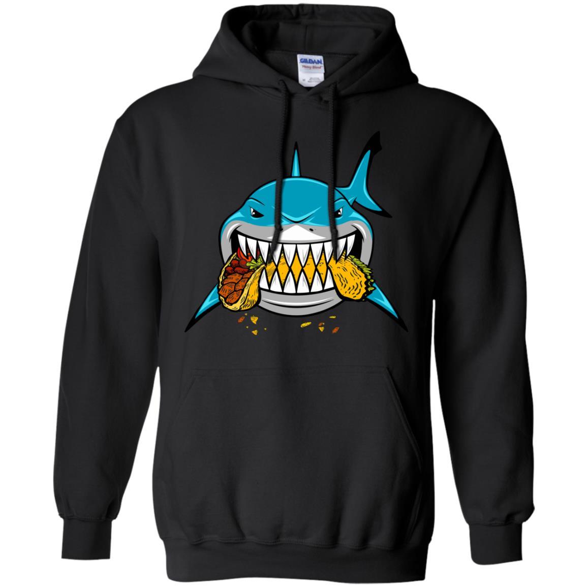 Shark Eating Taco Food Lover Gift-T-Shirt & Hoodie-Pullover Hoodie-Black