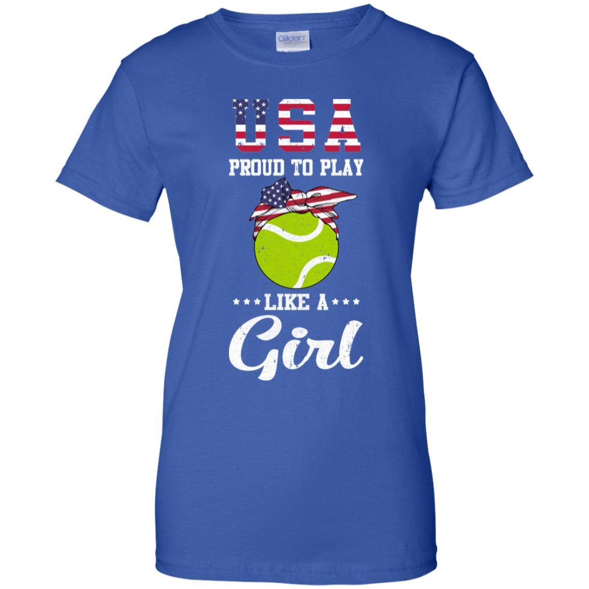 Usa Proud To Play Like A Girl Tennis-T-Shirt & Tank Top-Women's T-Shirt-Royal