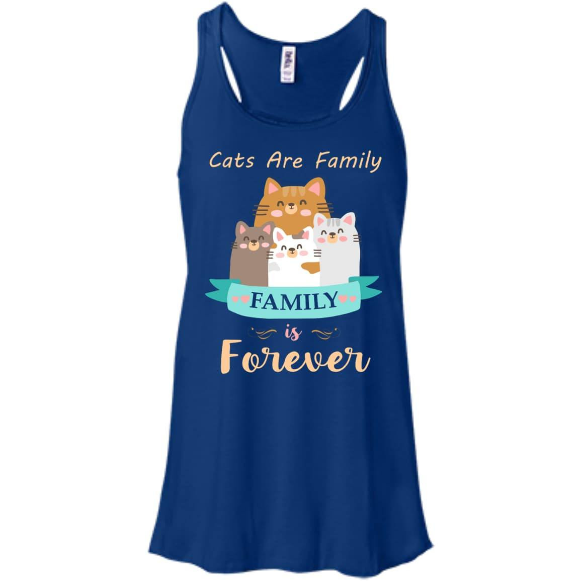 Cats Are Family Family Is Forever-T-Shirt & Hoodie-Women's Flowy Racerback Tank-True Royal