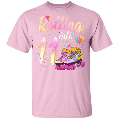 11 Years Old Birthday Girls Roller Skates 80's 11th Birthday Youth-Youth Shirt-Youth T-Shirt-Light Pink