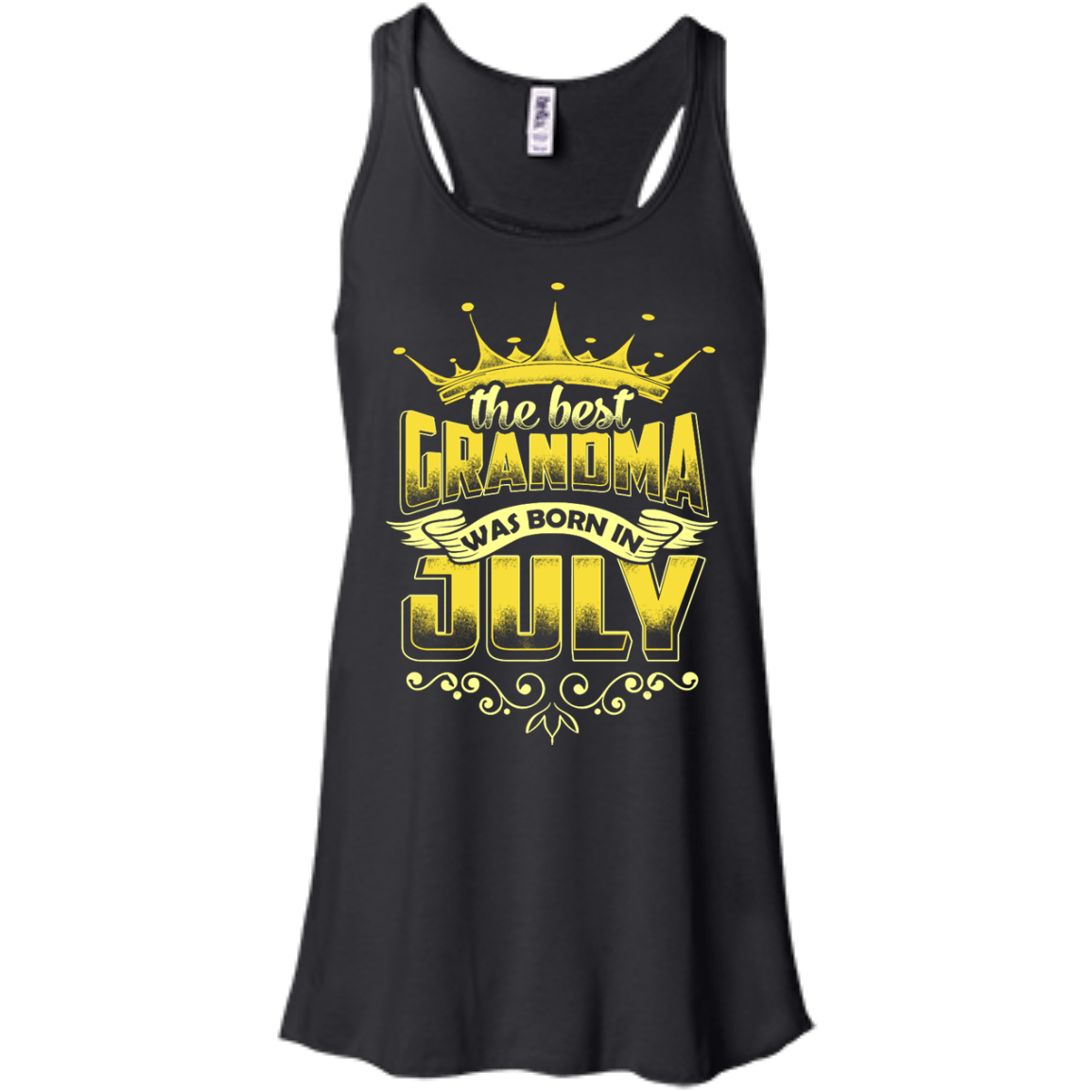The Best Grandma Was Born In July-T-Shirt & Hoodie-Women's Flowy Racerback Tank-Black