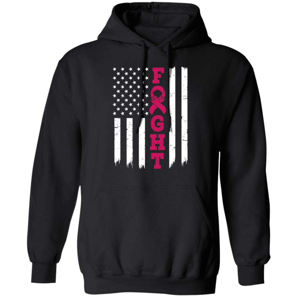 Multiple Myeloma Awareness American Flag Distressed-T-Shirt & Hoodie-Pullover Hoodie-Black