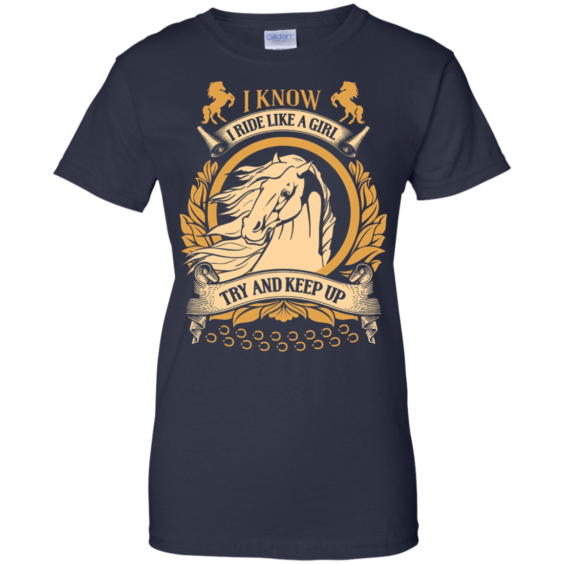 I Ride Like A Girl Try To Keep Up-T-Shirt & Hoodie-Women's T-Shirt-Navy