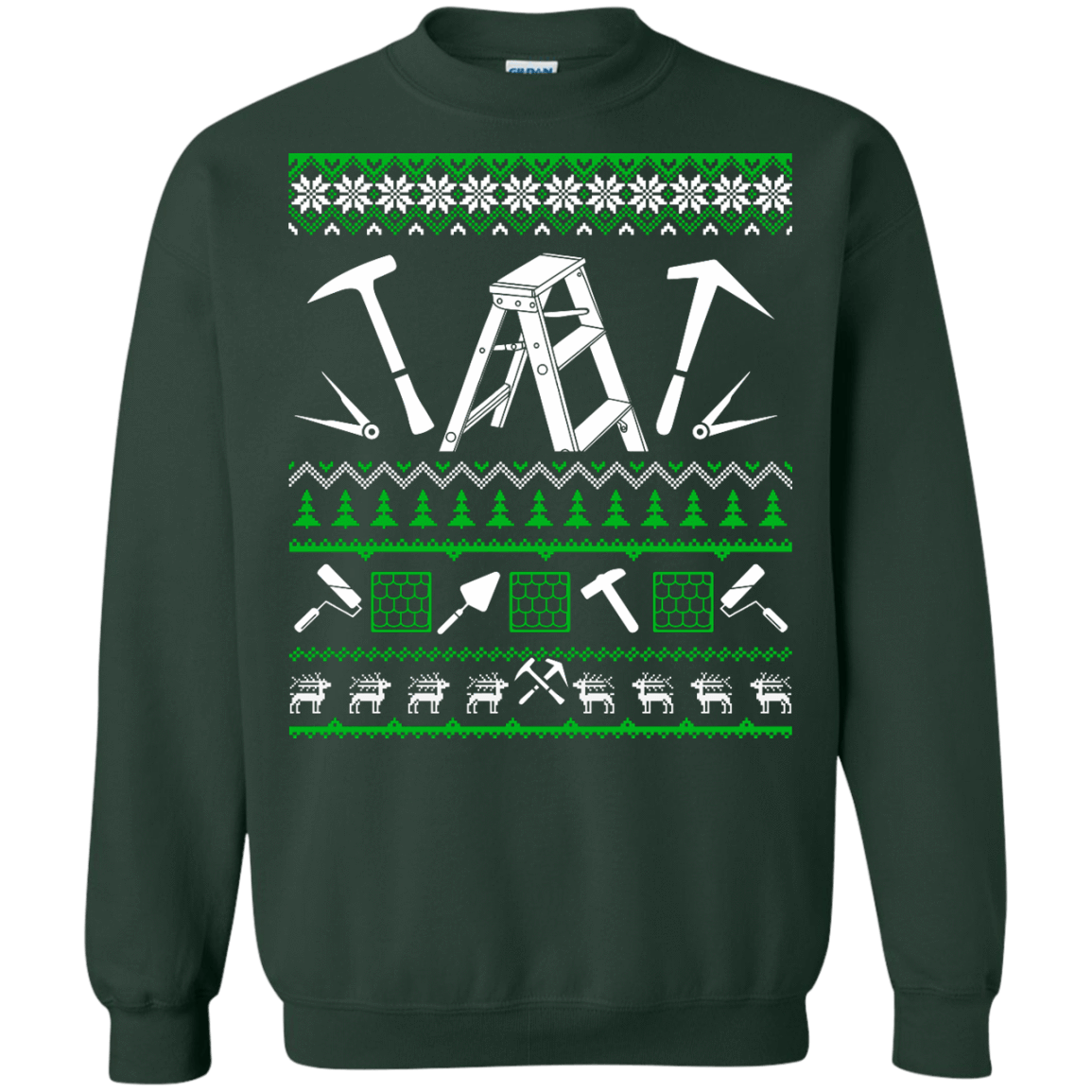 Roofer Christmas Sweater-T-Shirt & Hoodie-Crewneck Sweatshirt-Forest Green