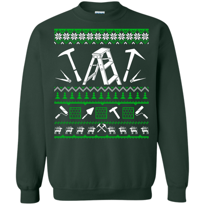 Roofer Christmas Sweater-T-Shirt & Hoodie-Crewneck Sweatshirt-Forest Green