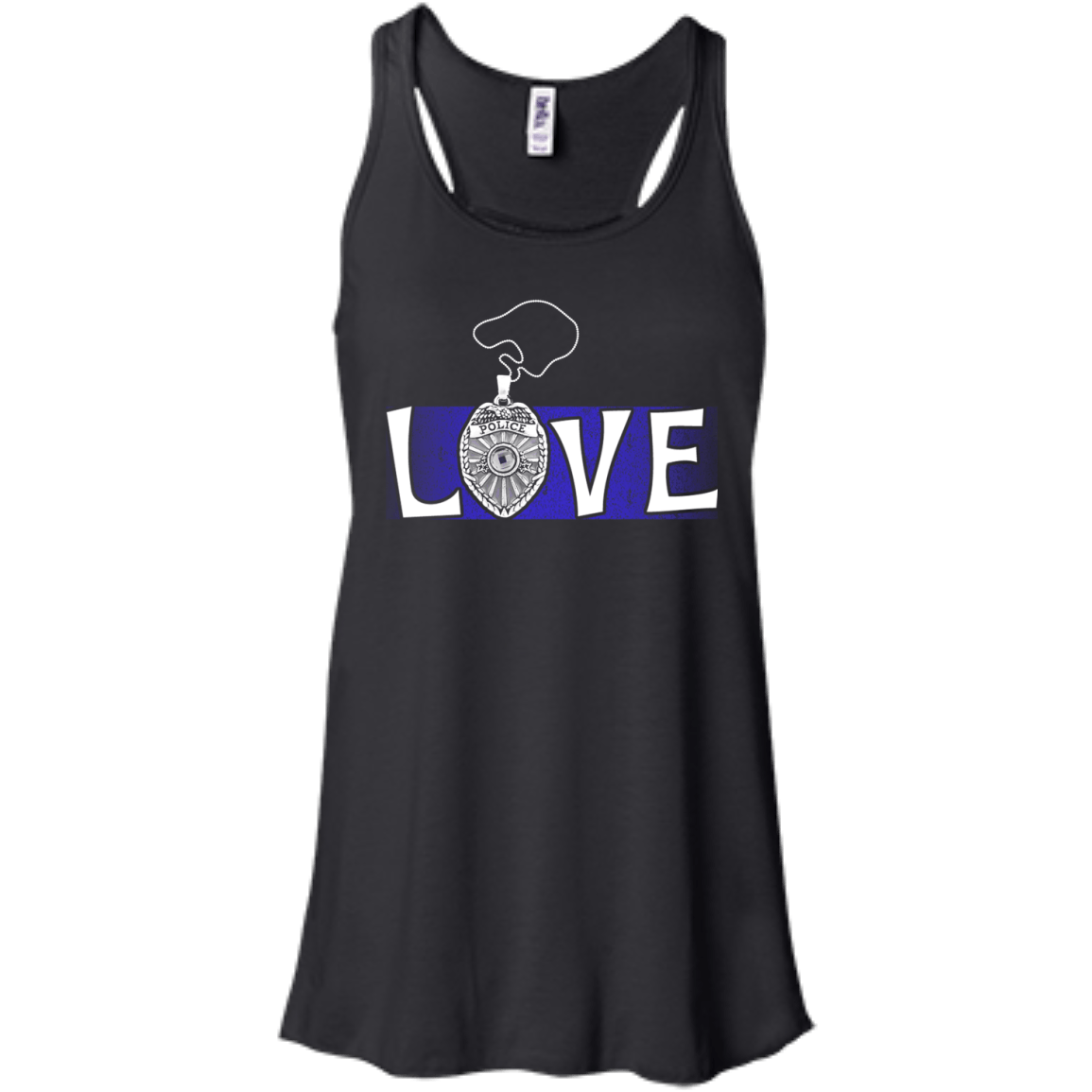 Love Police Thin Blue Line-T-Shirt & Hoodie-Women's Flowy Racerback Tank-Black